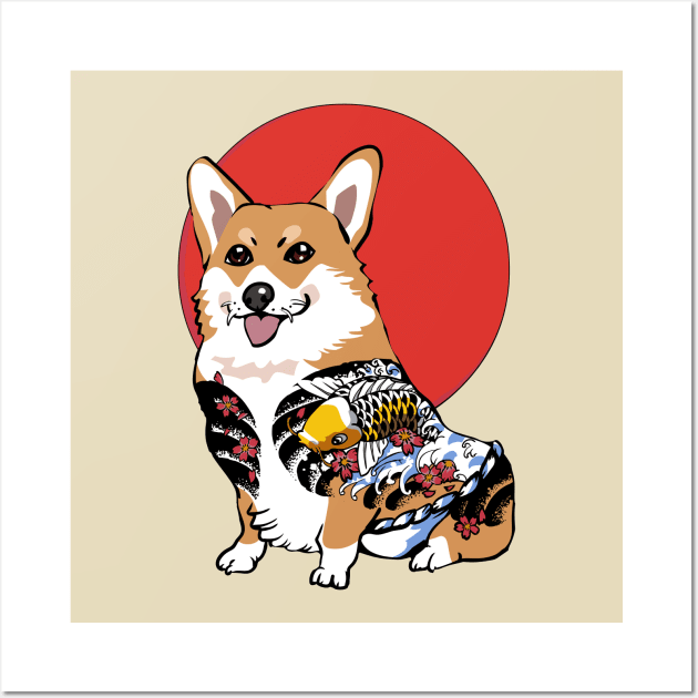 Yakuza Corgi Wall Art by huebucket